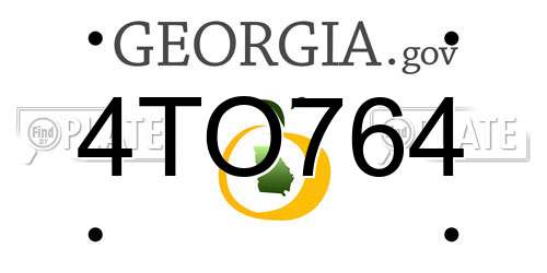 4TO764 Georgia License Plate