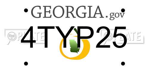 4TYP25 Georgia License Plate