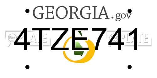 4TZE741 Georgia License Plate