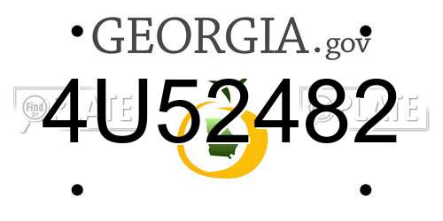 4U52482 Georgia License Plate