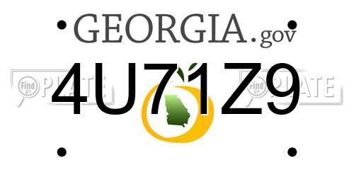 4U71Z9 Georgia License Plate