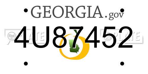 4U87452 Georgia License Plate