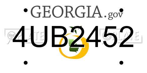 4UB2452 Georgia License Plate