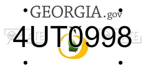 4UT0998 Georgia License Plate