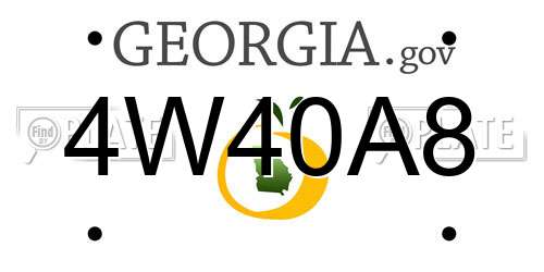 4W40A8 Georgia License Plate
