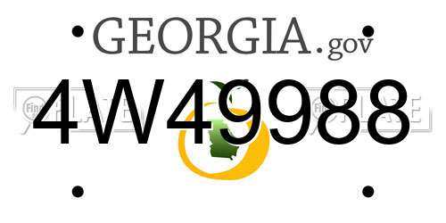 4W49988 Georgia License Plate