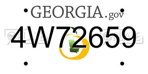 4W72659 Georgia License Plate