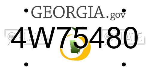 4W75480 Georgia License Plate