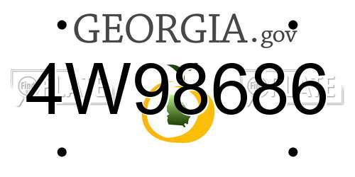4W98686 Georgia License Plate