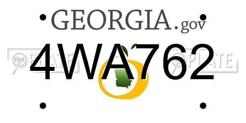 4WA762 Georgia License Plate
