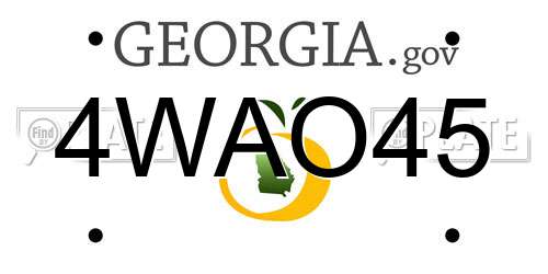 4WAO45 Georgia License Plate
