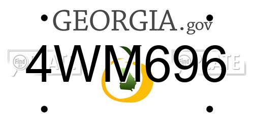 4WM696 Georgia License Plate