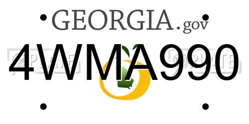 4WMA990 Georgia License Plate