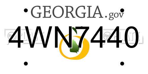 4WN7440 Georgia License Plate