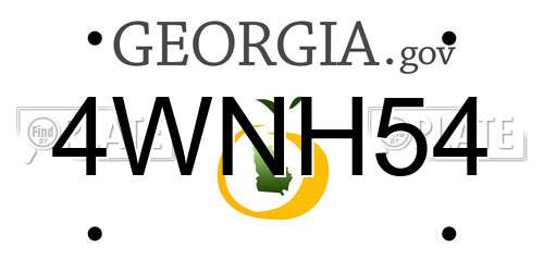 4WNH54 Georgia License Plate