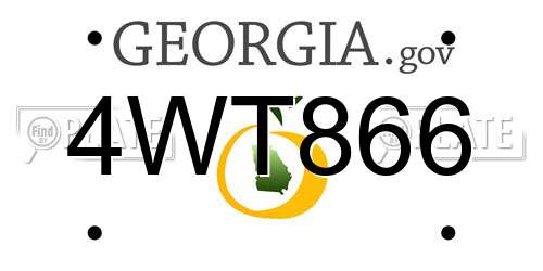 4WT866 Georgia License Plate
