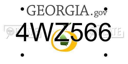 4WZ566 Georgia License Plate