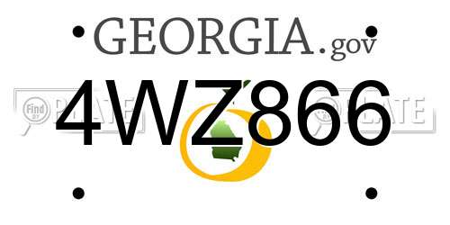 4WZ866 Georgia License Plate
