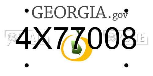 4X77008 Georgia License Plate