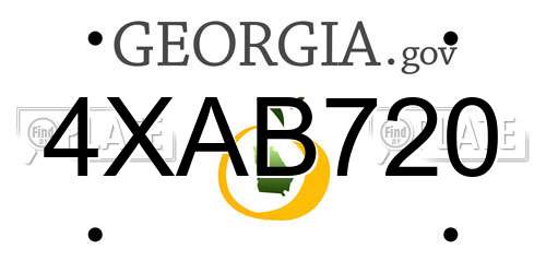 4XAB720 Georgia License Plate