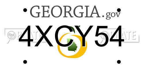 4XCY54 Georgia License Plate