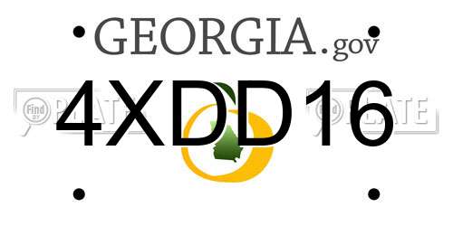 4XDD16 Georgia License Plate