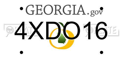 4XDO16 Georgia License Plate
