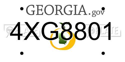 4XG8801 Georgia License Plate