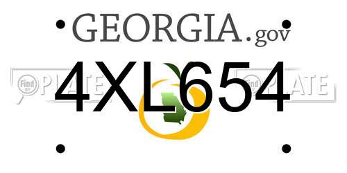 4XL654 Georgia License Plate