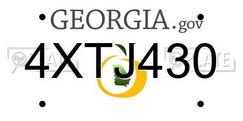 4XTJ430 Georgia License Plate