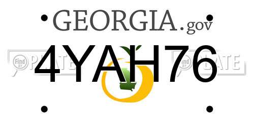 4YAH76 Georgia License Plate