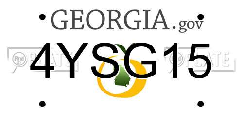 4YSG15 Georgia License Plate