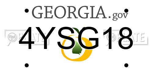 4YSG18 Georgia License Plate