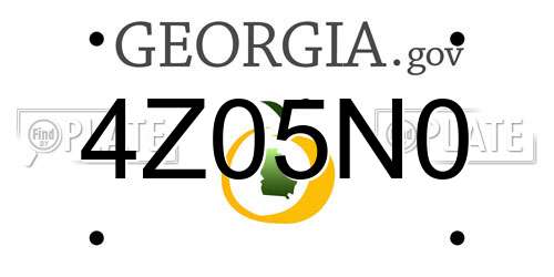 4Z05N0 Georgia License Plate