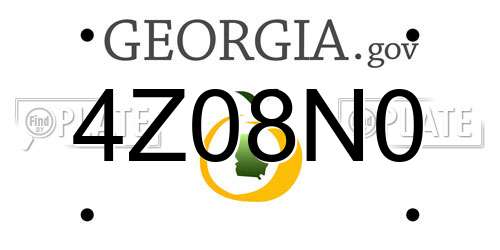 4Z08N0 Georgia License Plate