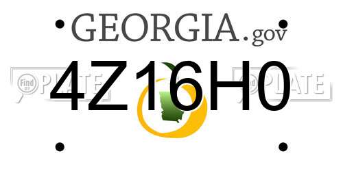 4Z16H0 Georgia License Plate