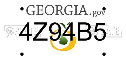 4Z94B5 Georgia License Plate