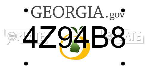 4Z94B8 Georgia License Plate