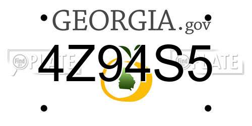 4Z94S5 Georgia License Plate
