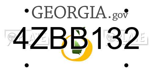 4ZBB132 Georgia License Plate