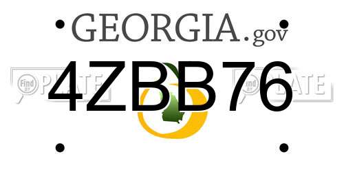4ZBB76 Georgia License Plate