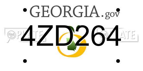 4ZD264 Georgia License Plate