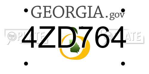 4ZD764 Georgia License Plate