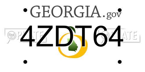 4ZDT64 Georgia License Plate