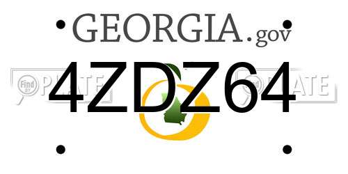 4ZDZ64 Georgia License Plate