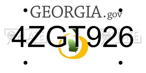 4ZGT926 Georgia License Plate