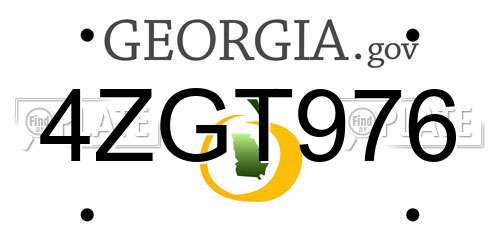 4ZGT976 Georgia License Plate