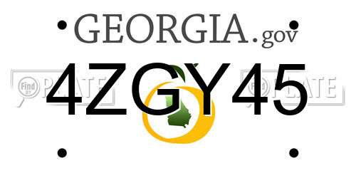 4ZGY45 Georgia License Plate