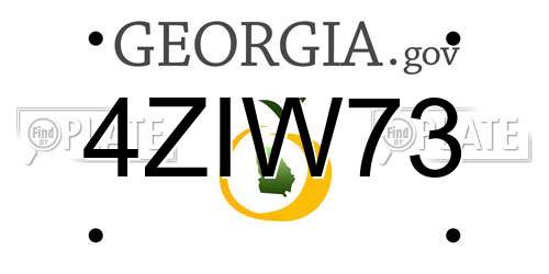4ZIW73 Georgia License Plate