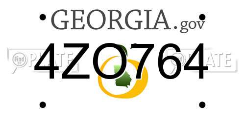 4ZO764 Georgia License Plate